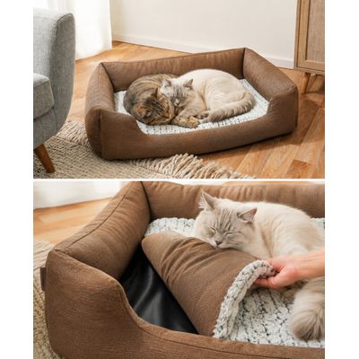 lionto panier pour chat avec coussin réversible et entrée basse