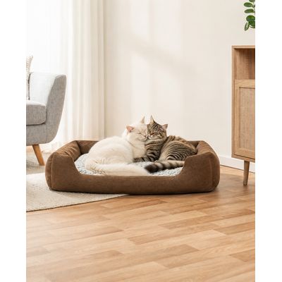 lionto panier pour chat avec coussin réversible et entrée basse