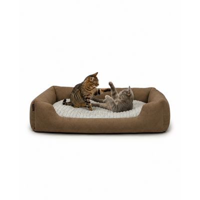 lionto panier pour chat avec coussin réversible et entrée basse