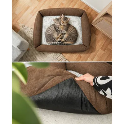 lionto panier pour chat avec coussin réversible et entrée basse lionto panier pour chat avec coussin réversible et entrée basse
