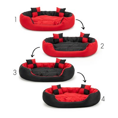 lionto panier pour chat 4-en-1 avec coussin réversible en tissu Oxford