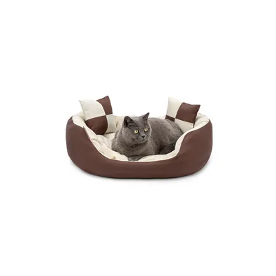 lionto panier pour chat 4-en-1 avec coussin réversible en tissu Oxford lionto panier pour chat 4-en-1 avec coussin réversible en tissu Oxford