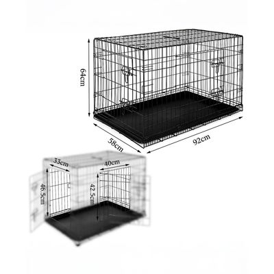 lionto faltbare Katzentransportbox aus Metall, herausnehmbare Bodenwanne