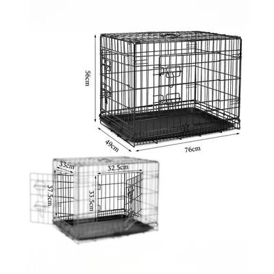 lionto faltbare Katzentransportbox aus Metall, herausnehmbare Bodenwanne