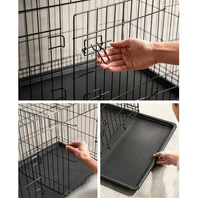 lionto faltbare Katzentransportbox aus Metall, herausnehmbare Bodenwanne