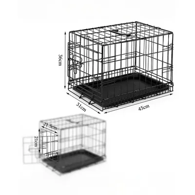 lionto faltbare Katzentransportbox aus Metall, herausnehmbare Bodenwanne