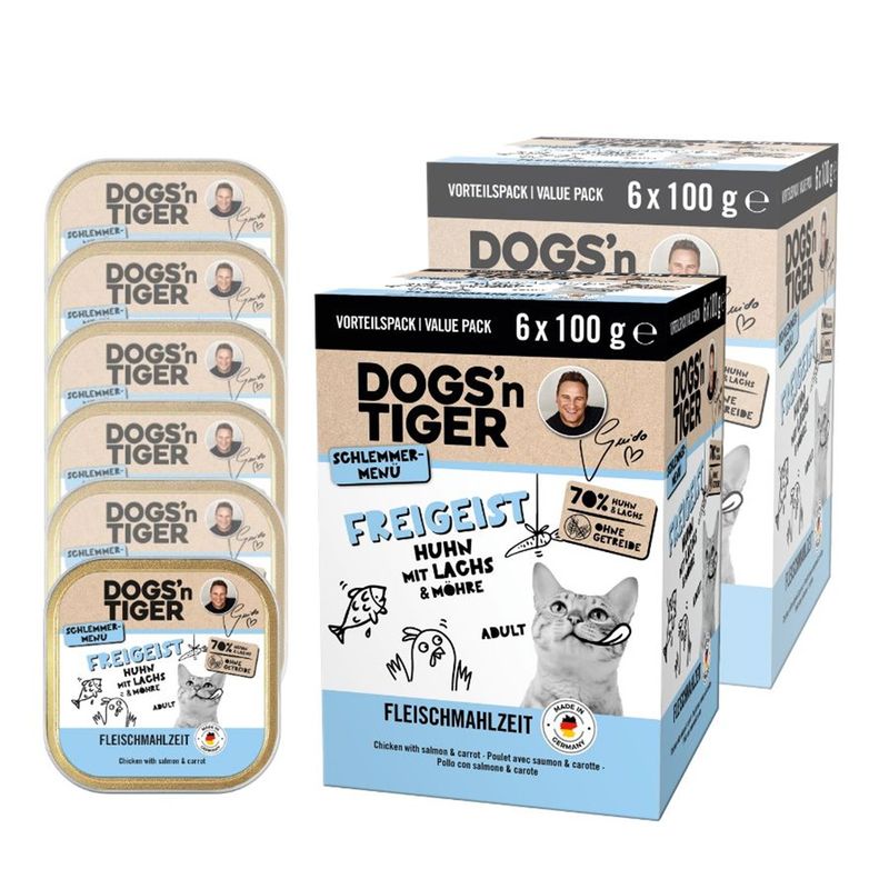 Dogs’n Tiger Freigeist Multibox Katzenfutter, Huhn, Lachs & Möhre