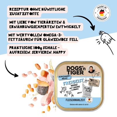 Dogs’n Tiger Freigeist Katzenfutter, Huhn, Lachs & Möhre