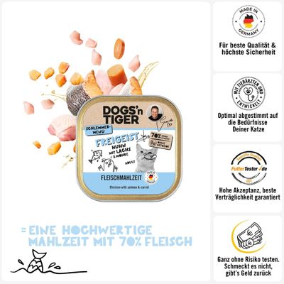 Dogs’n Tiger Freigeist Katzenfutter, Huhn, Lachs & Möhre
