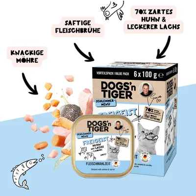 Dogs’n Tiger Freigeist Multibox Katzenfutter, Huhn, Lachs & Möhre