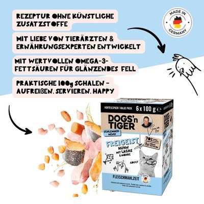 Dogs’n Tiger Freigeist Multibox Katzenfutter, Huhn, Lachs & Möhre