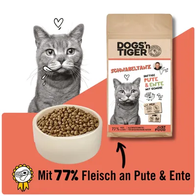 Dogs’n Tiger Schnabeltanz, Katzenfutter, Pute & Ente Dogs’n Tiger Schnabeltanz, Katzenfutter, Pute & Ente