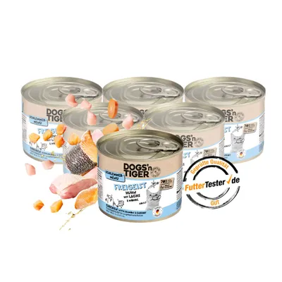 Dogs’n Tiger Freigeist Katzenfutter, Huhn, Lachs & Möhre Dogs’n Tiger Freigeist Katzenfutter, Huhn, Lachs & Möhre