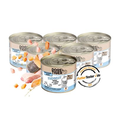 Dogs’n Tiger Freigeist Katzenfutter, Huhn, Lachs & Möhre 6x 200g