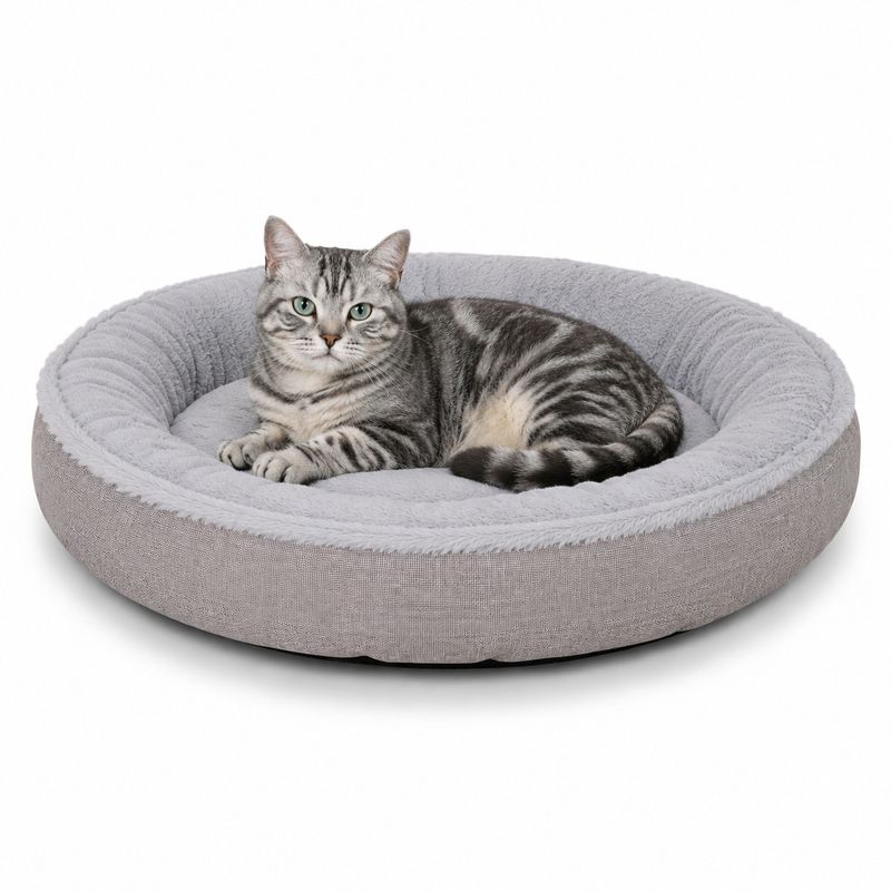 lionto Donut-Katzenbett rund, weich, waschbar und rutschfest