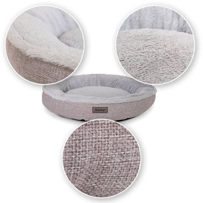 lionto panier rond pour chat en forme de donut, doux et lavable
