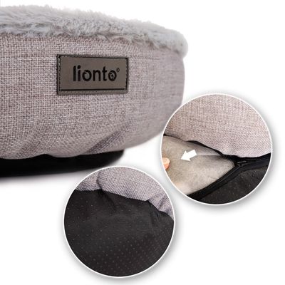 lionto panier rond pour chat en forme de donut, doux et lavable