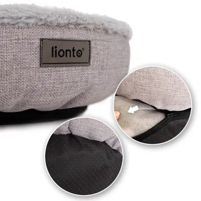lionto panier rond pour chat en forme de donut, doux et lavable