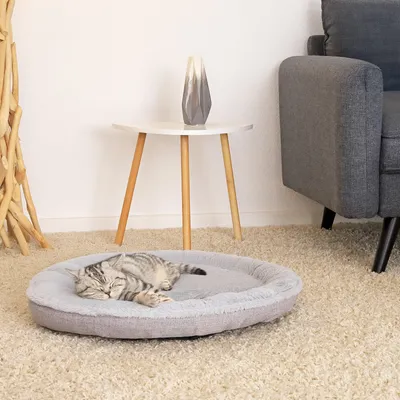 lionto panier rond pour chat en forme de donut, doux et lavable