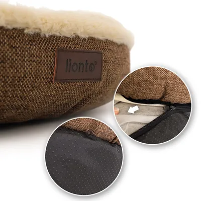 lionto panier rond pour chat en forme de donut, doux et lavable