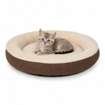 lionto coussin rond pour chien en forme de donut, doux et lavable