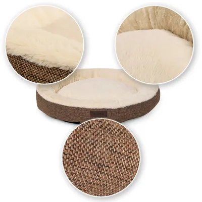 lionto panier rond pour chat en forme de donut, doux et lavable