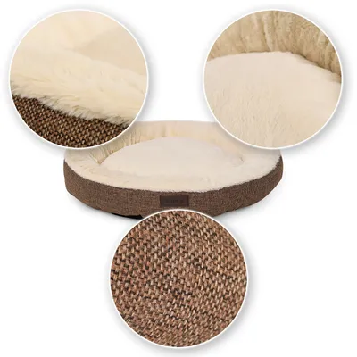 lionto panier rond pour chat en forme de donut, doux et lavable