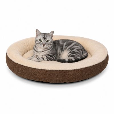 lionto panier rond pour chat en forme de donut, doux et lavable
