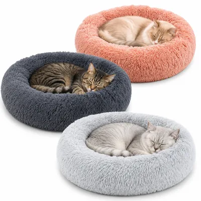 lionto panier rond pour chat en forme de donut, doux et antidérapant