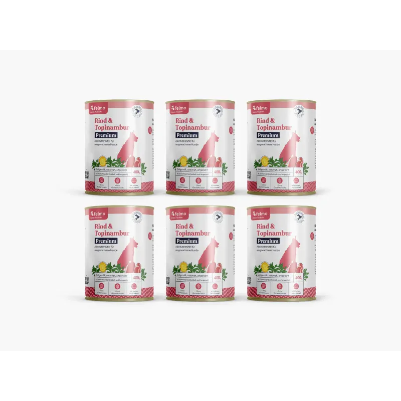 felmo Premium Nassfutter mit Rind für Hunde (6x400g)