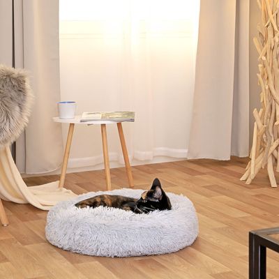lionto panier rond pour chat en forme de donut, doux et antidérapant