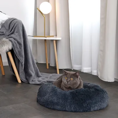 lionto panier rond pour chat en forme de donut, doux et antidérapant