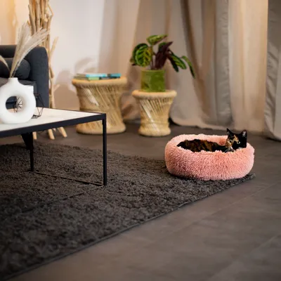 lionto panier rond pour chat en forme de donut, doux et antidérapant