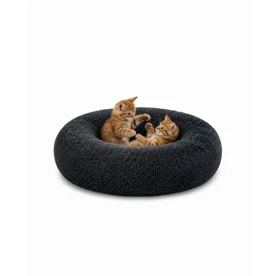 lionto panier rond pour chat en forme de donut, doux et antidérapant