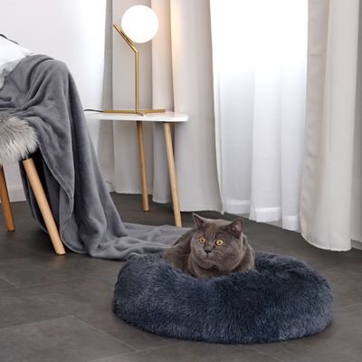 lionto panier rond pour chat en forme de donut, doux et antidérapant