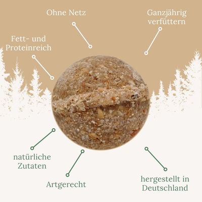 Orni Meisenknödel mit Sonnenblumenkernen - 25 Stück Eimer für Wildvögel