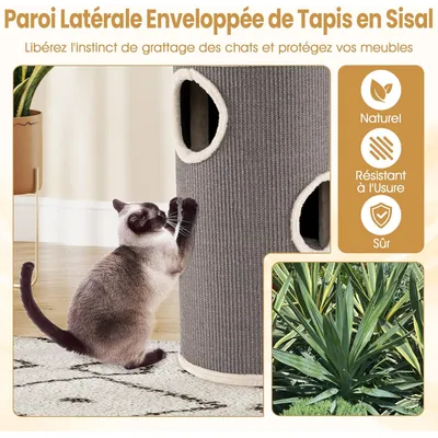 GIANTEX Tonneau Chat 3 Niveaux Perchoir Sisal Trous Ø36cm Arbre Intérieur GIANTEX Tonneau Chat 3 Niveaux Perchoir Sisal Trous Ø36cm Arbre Intérieur