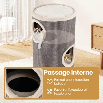 GIANTEX Tonneau Chat 3 Niveaux Perchoir Sisal Trous Ø36cm Arbre Intérieur GIANTEX Tonneau Chat 3 Niveaux Perchoir Sisal Trous Ø36cm Arbre Intérieur