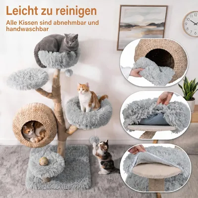 GIANTEX 5-Stufiger Kratzbaum 134Cm Mit Höhle, Jutesäulen & Spielball GIANTEX 5-Stufiger Kratzbaum 134Cm Mit Höhle, Jutesäulen & Spielball