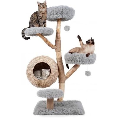 GIANTEX Arbre À Chat 5 Niveaux 134Cm, Poteaux Jute,Niche Et Balle Suspendue