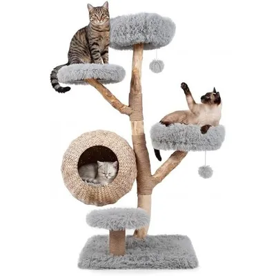 GIANTEX Arbre À Chat 5 Niveaux 134Cm, Poteaux Jute,Niche Et Balle Suspendue GIANTEX Arbre À Chat 5 Niveaux 134Cm, Poteaux Jute,Niche Et Balle Suspendue