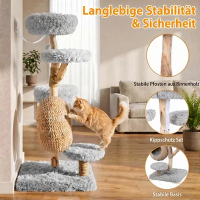 GIANTEX 5-Stufiger Kratzbaum 134Cm Mit Höhle, Jutesäulen & Spielball GIANTEX 5-Stufiger Kratzbaum 134Cm Mit Höhle, Jutesäulen & Spielball