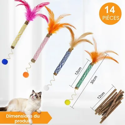 Bâtonnets Herbe à Chat, 14 Pièces Jouet Chats Bâton à Mâcher Matatabi Bâtonnets Herbe à Chat, 14 Pièces Jouet Chats Bâton à Mâcher Matatabi