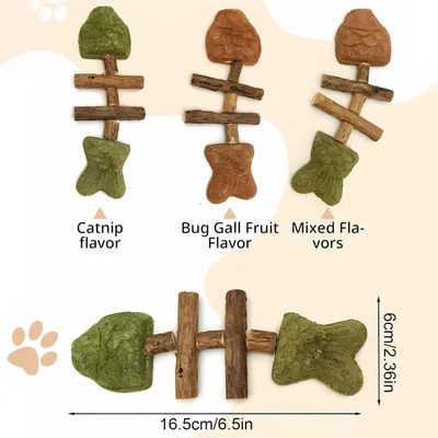 Lot de 6 jouets à chat, 3 bâtonnets d'herbe, 3 bâtonnets en bois à mâcher Lot de 6 jouets à chat, 3 bâtonnets d'herbe, 3 bâtonnets en bois à mâcher