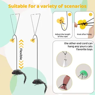2pcs Porte Suspendue Souris Jouet Chat, Jouets Interactifs 2pcs Porte Suspendue Souris Jouet Chat, Jouets Interactifs