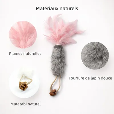 Lot de 3 Carottes en Vraie Fourrure avec Plumes Naturelles Lot de 3 Carottes en Vraie Fourrure avec Plumes Naturelles