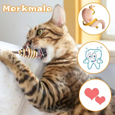 Lot de 4 jouets à mâcher pour chat. Contient 4 bâtonnets à mâcher Lot de 4 jouets à mâcher pour chat. Contient 4 bâtonnets à mâcher