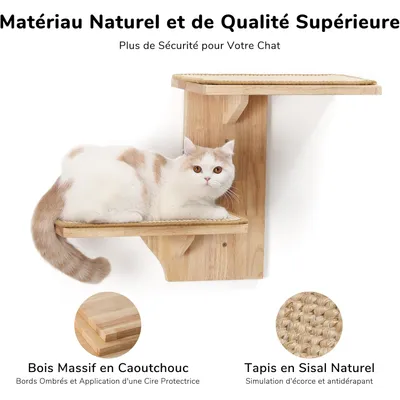 Étagères Murales pour Chat, 2 Plateformes