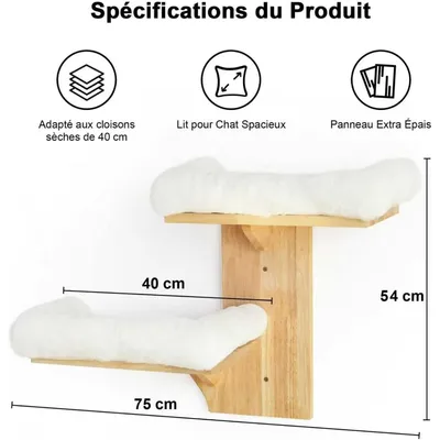 Étagères Murales pour Chat, 2 Plateformes Étagères Murales pour Chat, 2 Plateformes