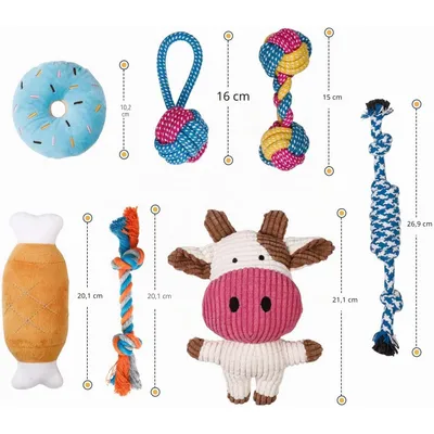 Lot de 7 jouets pour chien comprend de jolis jouets couineurs en peluche Lot de 7 jouets pour chien comprend de jolis jouets couineurs en peluche